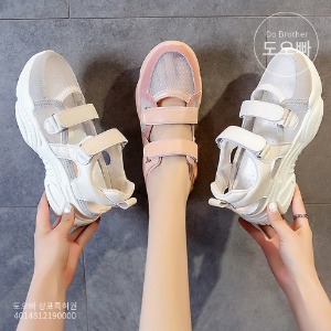 베이오 여성 가죽 샌들 운동화 신발