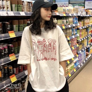 누탱 여성 스트릿 반팔티 루즈핏 오버핏 반팔 티셔츠