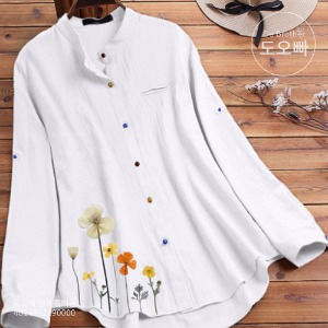 프플로 여성 꽃무늬 알록달록 단추셔츠