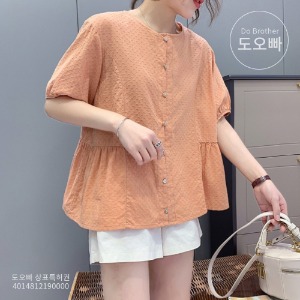 멀티블 여성 단색 라운드넥 멀티버튼 반소매 셔츠(50/KT)