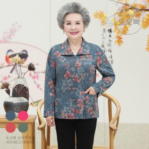 주으노 여성 셔츠 플라워 패턴 블라우스 꽃무늬 중년