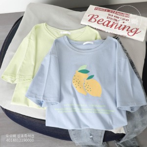레모너 여성 반소매 티셔츠 여름 레몬 프린팅 반팔
