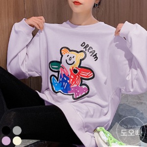 공돌 여성 맨투맨 티셔츠 오버핏 프린팅 박스티
