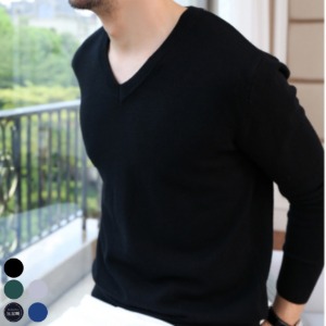 카티티 남성 니트 스웨터 브이넥 티셔츠