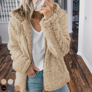 이무보 여성 코트 숏 후드 양털 자켓
