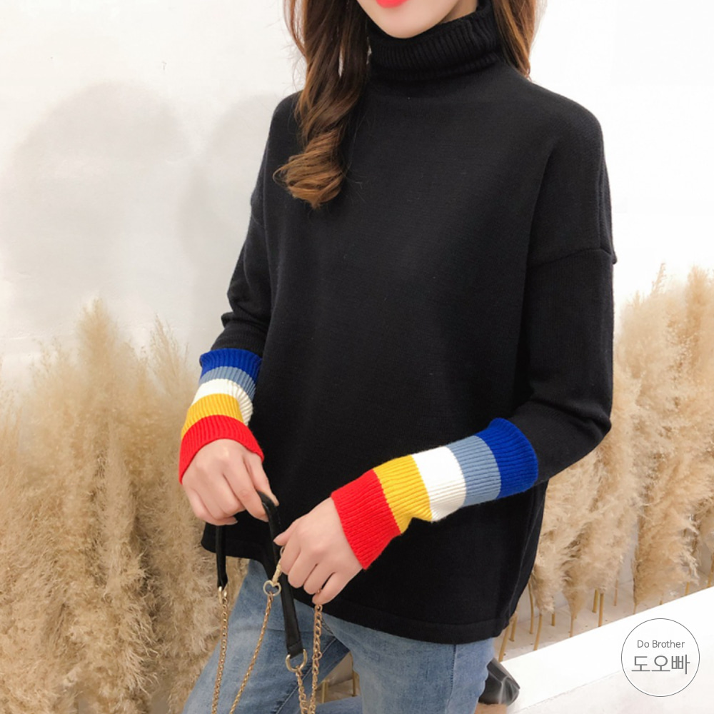 여성 목폴라 스웨터