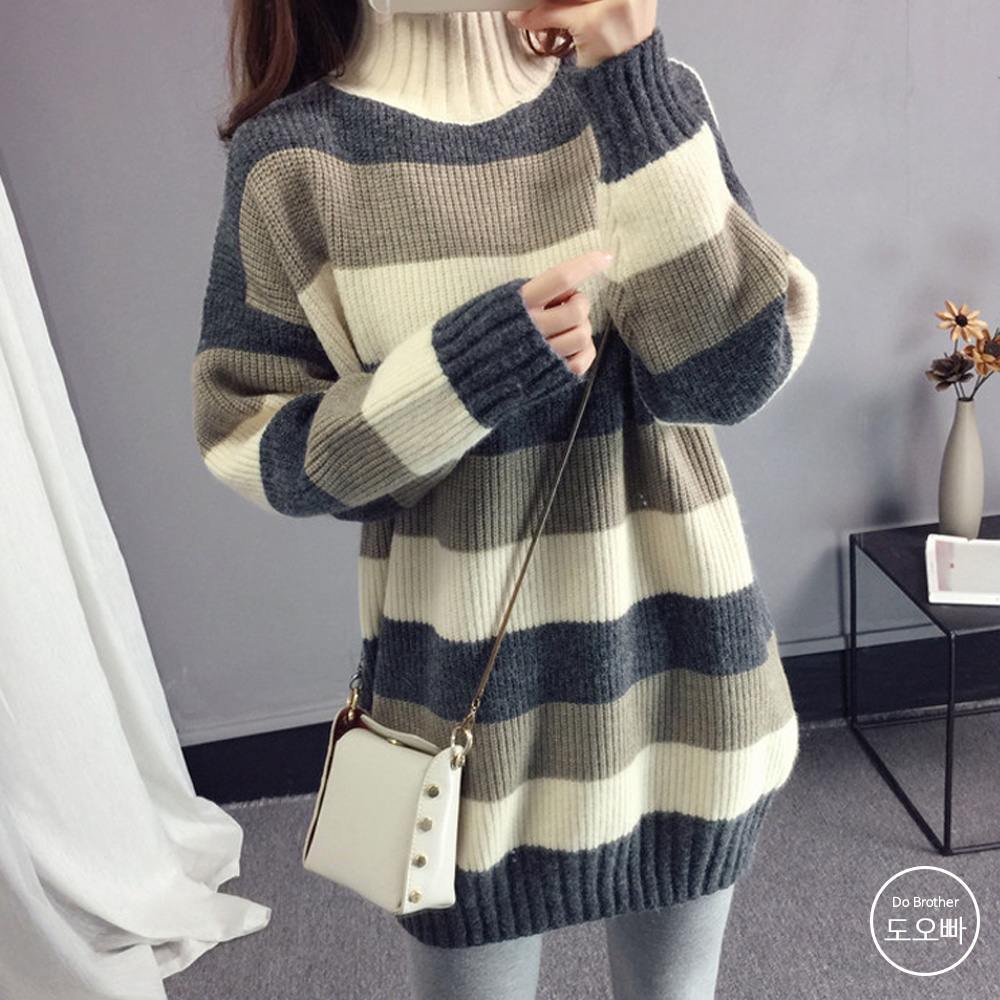 여성 목폴라 스웨터